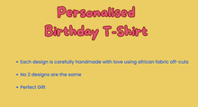 Load image into Gallery viewer, African Print T-shirt for Kids Birthdays Custom Age Number Milestone
