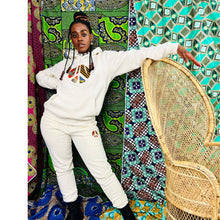 Load image into Gallery viewer, Cream Peace Sign Hoody- Unisex African Print
