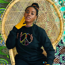 Load image into Gallery viewer, Peace Sign Sweatshirt- Unisex African Print Trim
