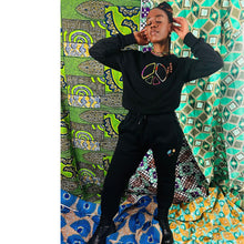 Load image into Gallery viewer, Peace Sign Sweatshirt- Unisex African Print Trim
